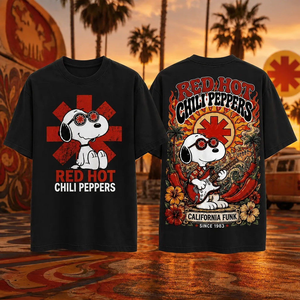 Red Hot Chili Peppers x Snoopy California Funk Shirt Red Hot Chili Peppers Merch Rock Fan Gifts
