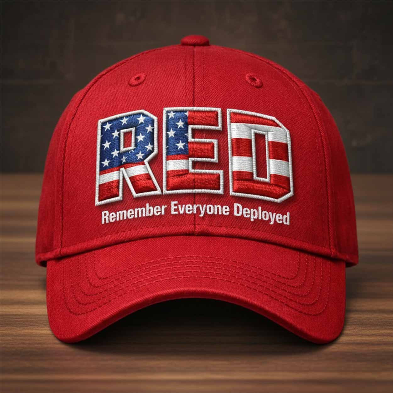 Red Remember Everyone Deployed Print Casual Hat