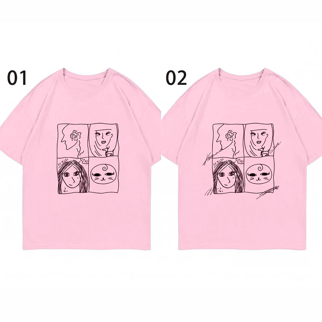 Reprinted Aespa MD Collection Hand Drawn 4 Panel Member Illustration T-Shirt Aespa Merch 2026