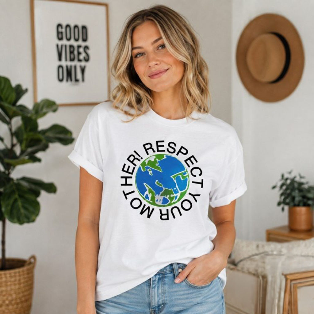 Respect Your Mother Earth Globe Graphic T-Shirt Environmental Awareness Tee Nature Lovers Gifts