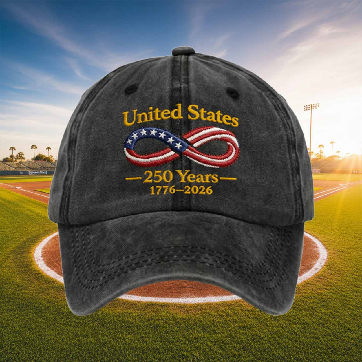Retro American 250th Anniversary Print Baseball Cap Retro American 250th Anniversary Print Baseball Cap