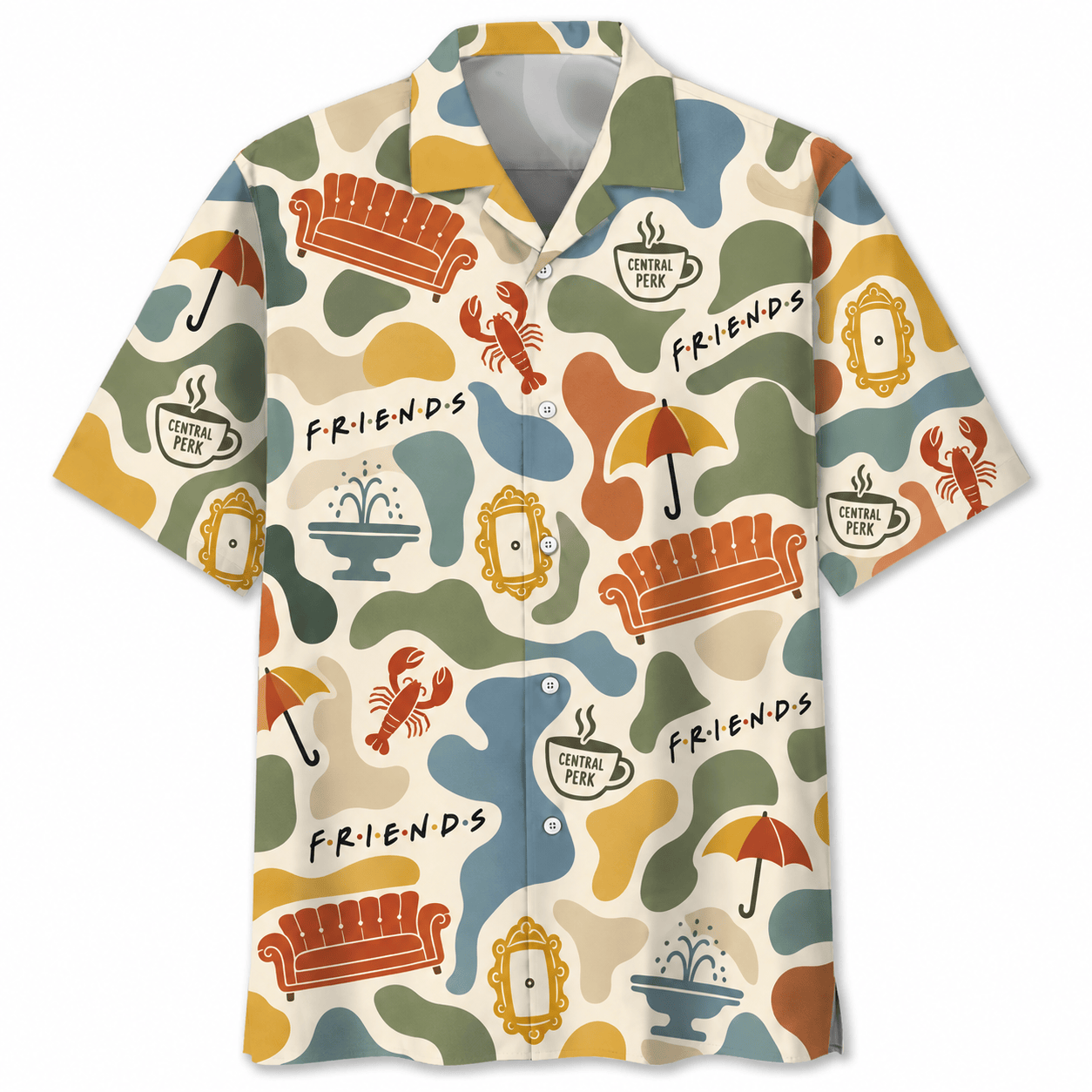 Retro Friends Coffeehouse Hawaiian Shirt TV Show Inspired Button Up Shirt Gifts For Friends Retro Friends Coffeehouse Hawaiian Shirt TV Show Inspired Button Up Shirt Gifts For Friends