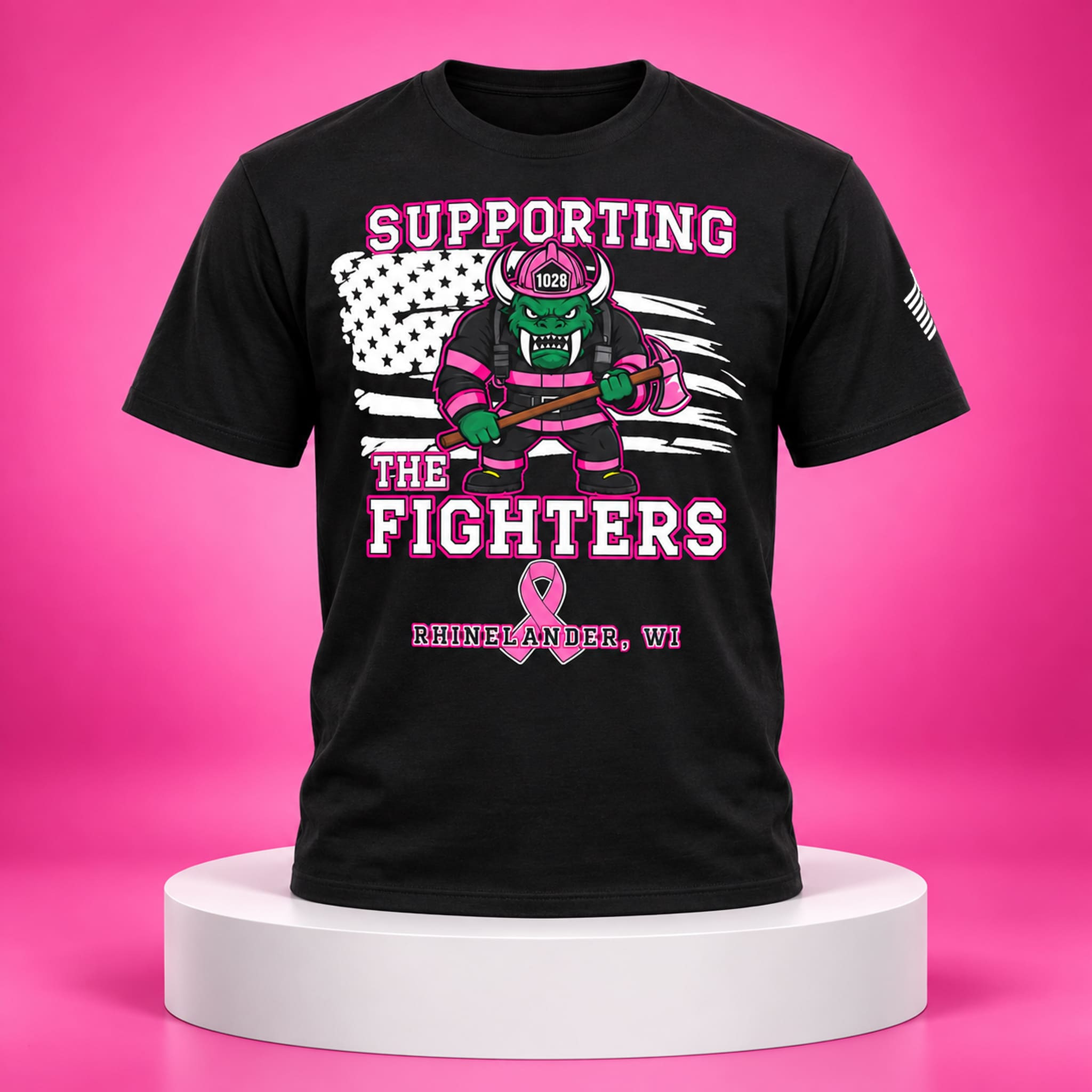 Rhinelander Fire Department Breast Cancer Awareness 2026 Shirt Patriotic Gifts For Firefighters