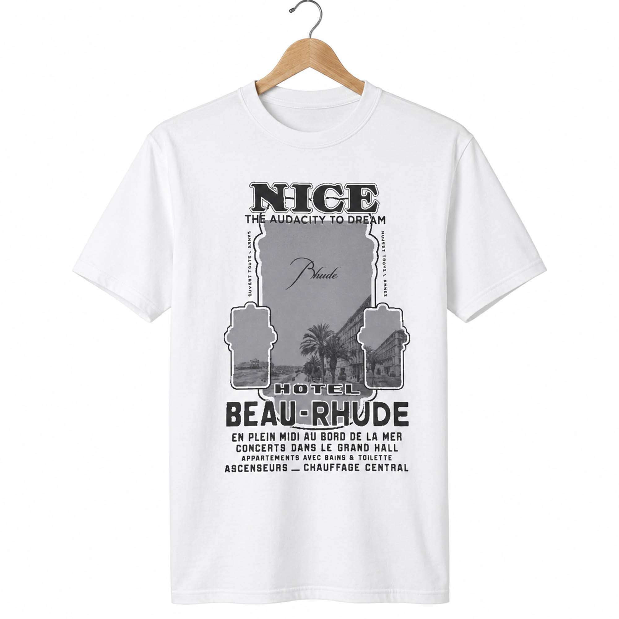 Rhude Nice Hotel Beau-Rhude T-Shirt Gift Ideas For Friends