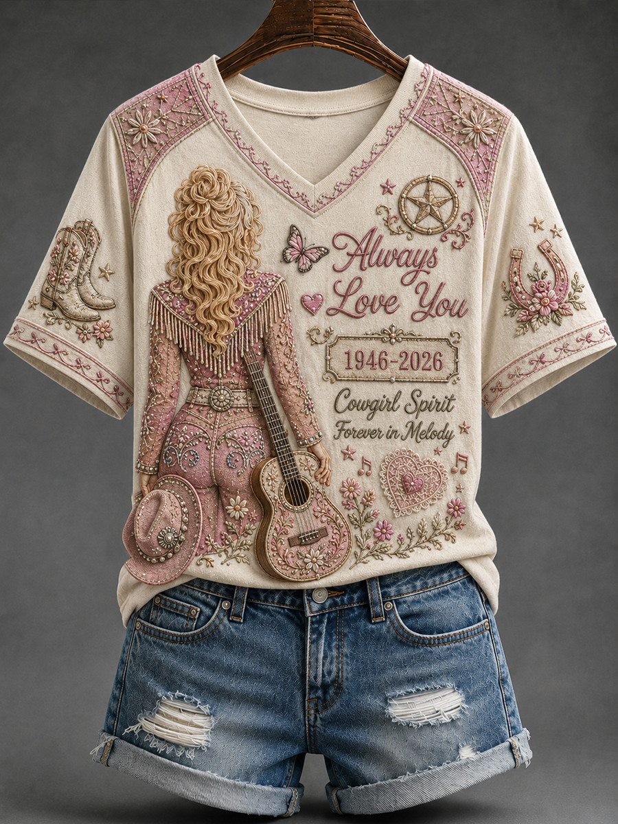 RIP Dolly Parton Always Love You 1946 2026 V-Neck Shirt Cowgirl Spirit Forever In Melody Shirt