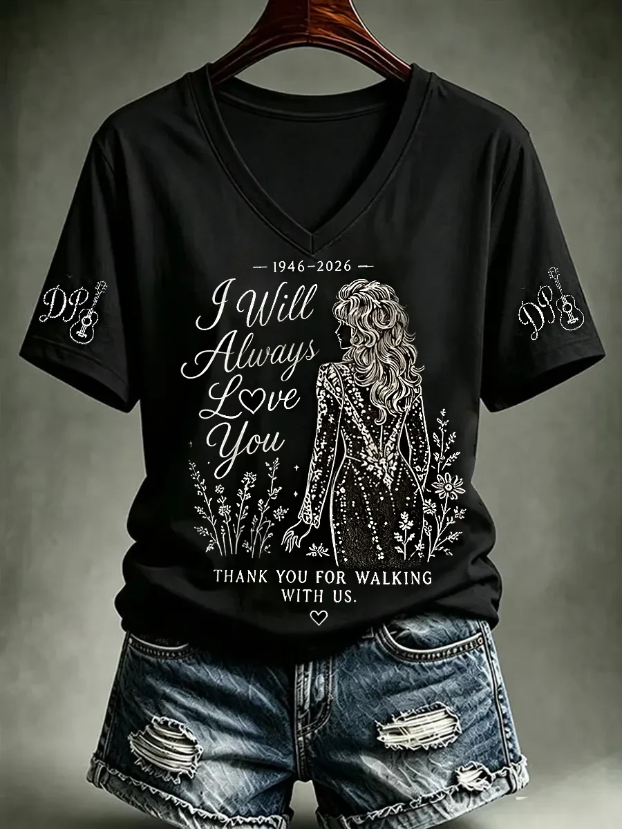 RIP Dolly Parton I Will Always Love You 1946 2026 V-Neck Shirt Dolly Memorial Merch Fan Gifts