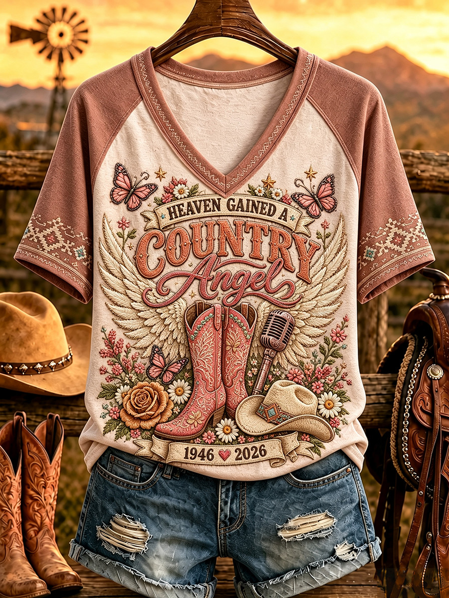 RIP Dolly Parton Memorial Merch Heaven Gained A Country Angel V-Neck Shirt 1946 2026 RIP Merch RIP Dolly Parton Memorial Merch Heaven Gained A Country Angel V-Neck Shirt 1946 2026 RIP Merch