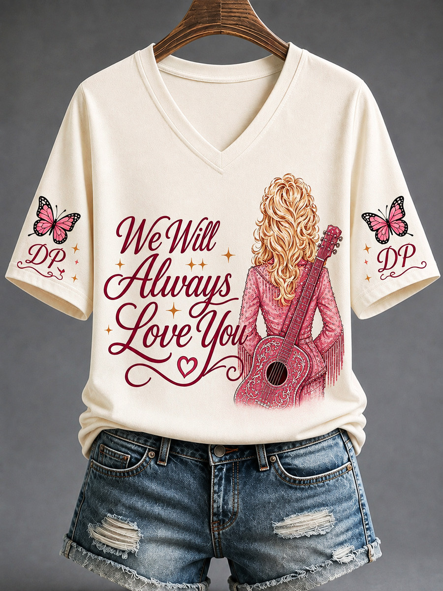 RIP Dolly Parton Memorial We Will Always Love You V-Neck Shirt Country Music Lover Gifts