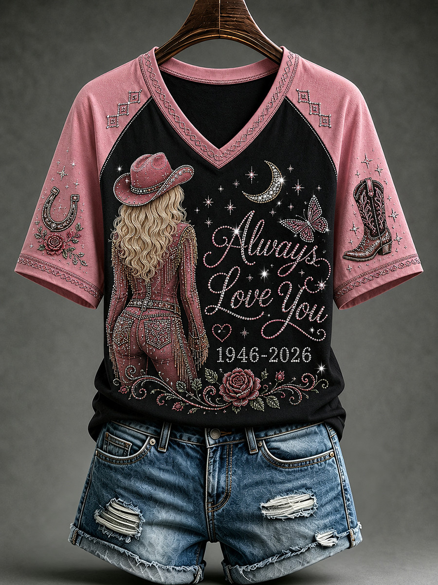 RIP Dolly Parton Merch Always Love You 1946 2026 V-Neck Shirt Country Music Memorial Clothing