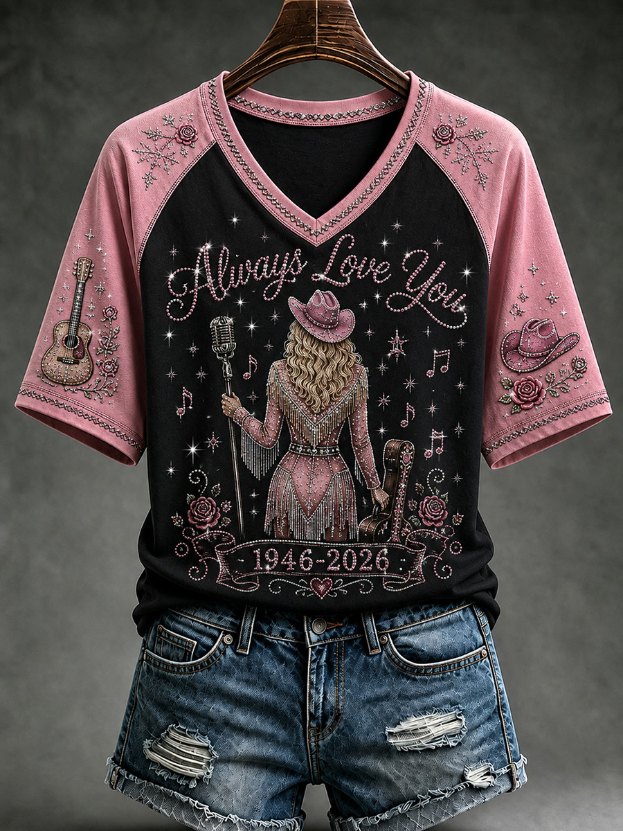 RIP Dolly Parton Merch Always Love You 1946 2026 V-Neck Shirt Memorial Gift For Music Lovers