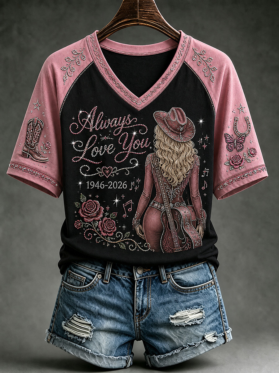 RIP Dolly Parton Merch Always Love You V-Neck Shirt 1946 2026 Country Music Fan Gifts Ideas