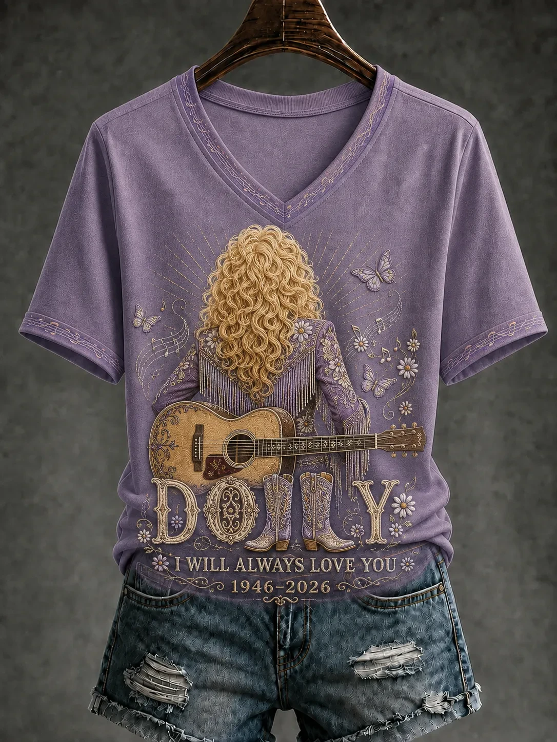 RIP Dolly Parton Merch I Will Always Love You 1946 2026 V-Neck Shirt Dolly Memorial Gifts