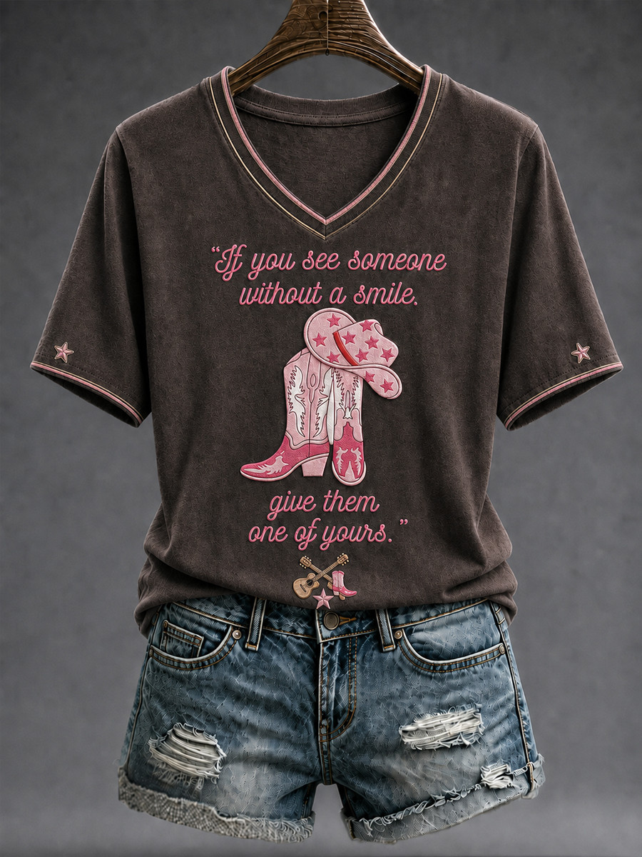 RIP Dolly Parton Merch If You See Someone Without A Smile Give Them One Of Yours V-Neck Shirt RIP Dolly Parton Merch If You See Someone Without A Smile Give Them One Of Yours V-Neck Shirt