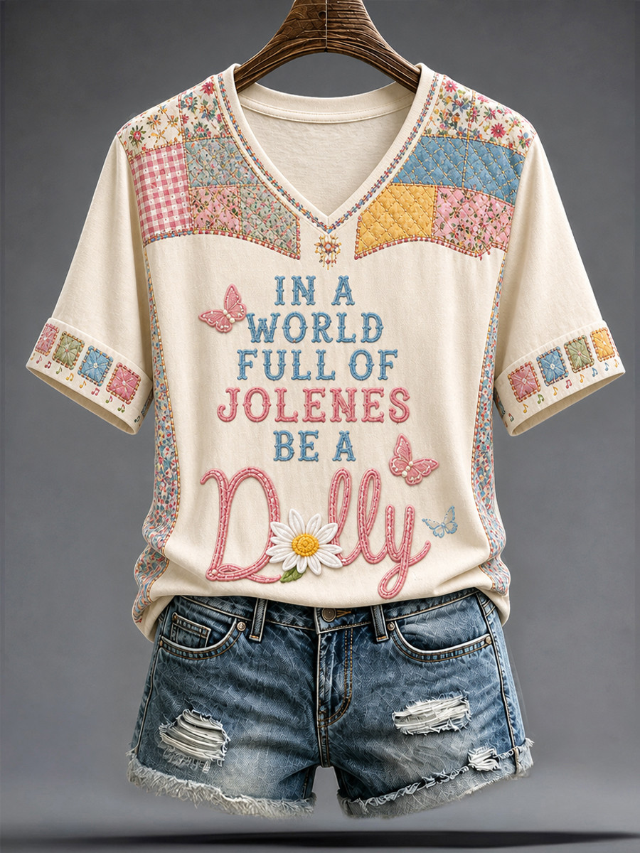 RIP Dolly Parton V-Neck Shirt In A World Full Of Jolenes Be A Dolly Shirts Memorial Merch 2026