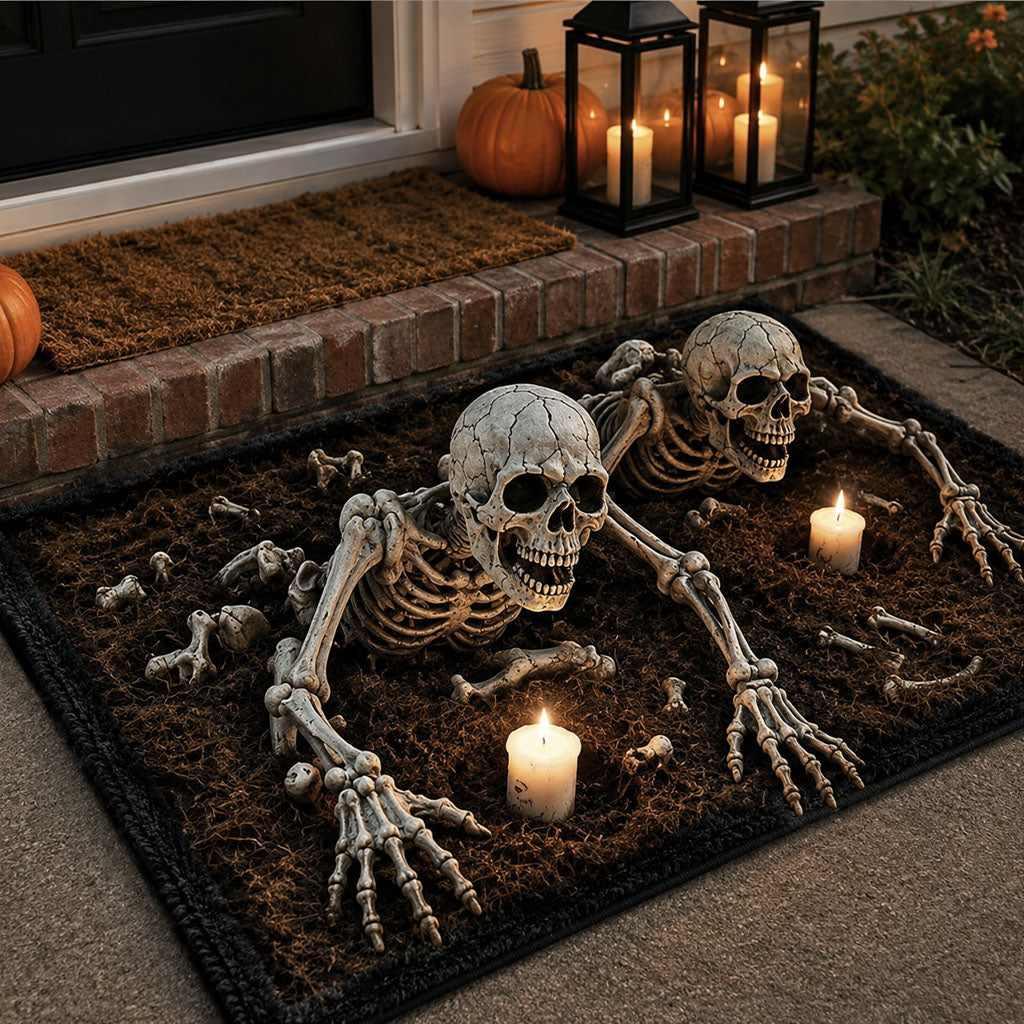 Rise From Below Doormat Spooky Skeleton Door Mat Halloween Ideas For Gifts