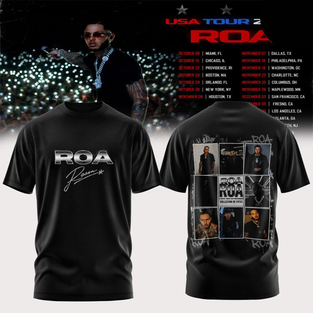 ROA USA Tour 2026 Urban Latin Era Black Graphic T-Shirt ROA Merch Gifts For Music Lovers