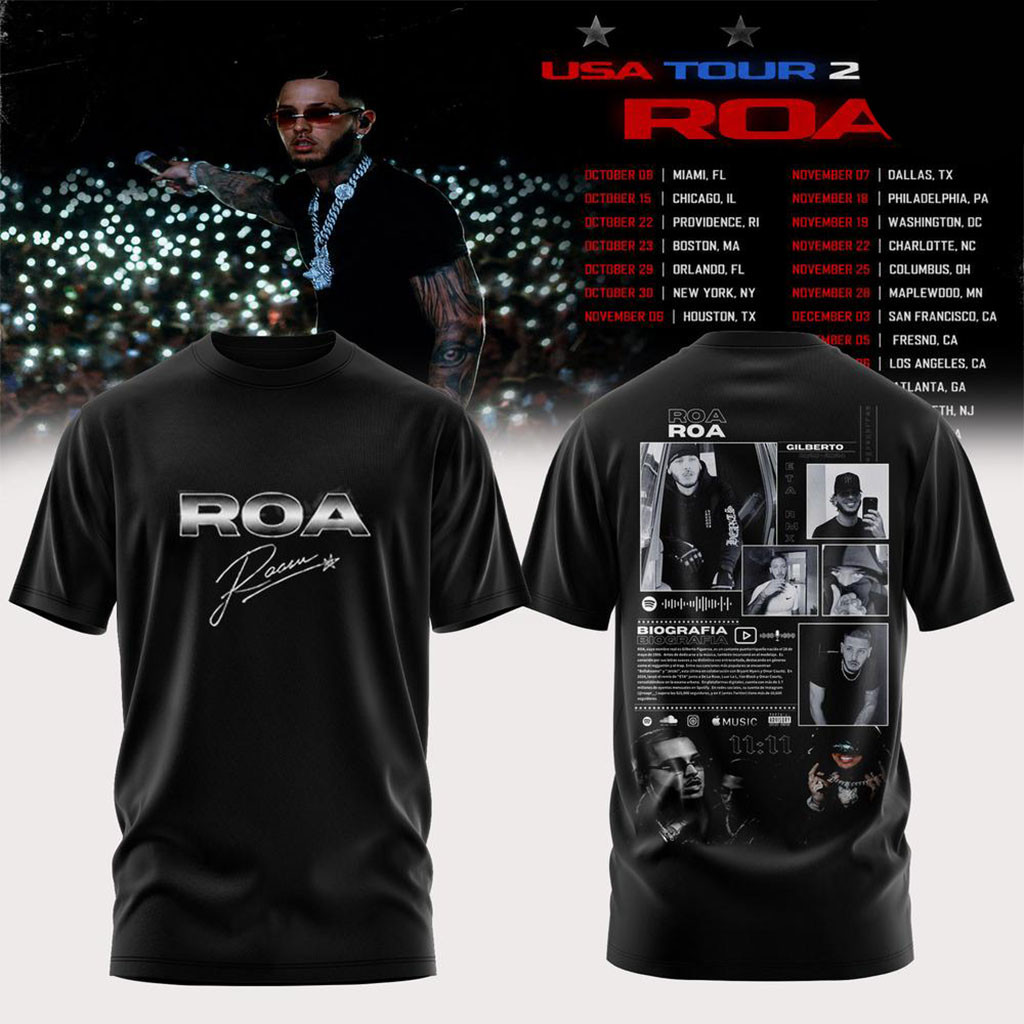 ROA USA Tour 2026 Urban Latin Era Tour Black T-Shirt ROA Merch Music Related Gifts