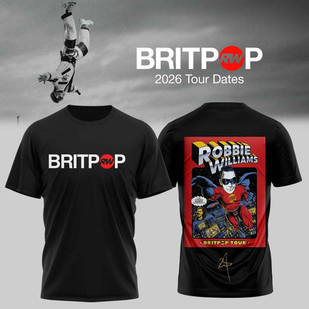 Robbie Williams Britpop World Tour 2026 Graphic T-Shirt Robbie Williams Merch Gifts For Son