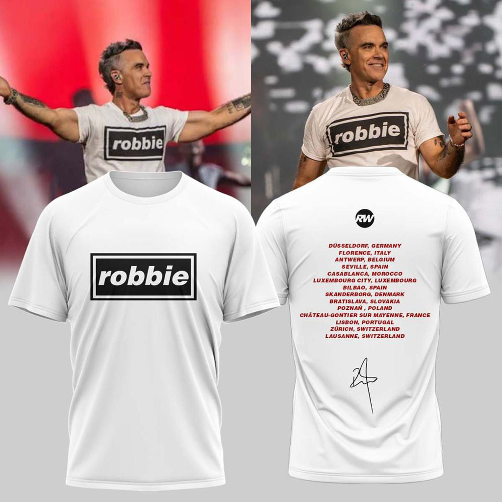 Robbie Williams BRITPOP World Tour White Shirt Robbie Williams Merch Best Gifts For Music Lovers