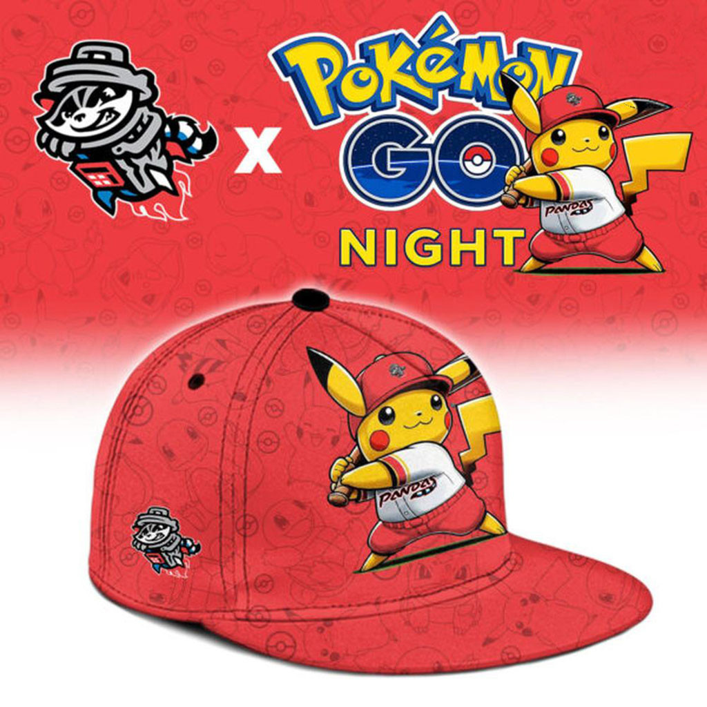 Rocket City Trash Pandas X Pokemon GO Night Snapback Hat Trash Pandas Merch Baseball Fan Gear