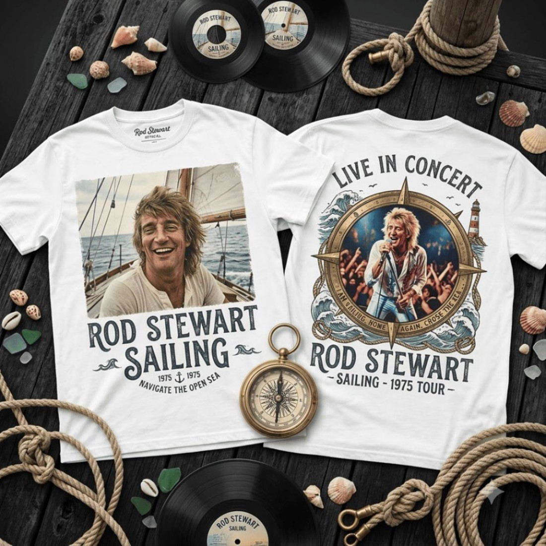 Rod Stewart Sailing Vintage T-Shirt Rod Stewart Merch Gifts For People Who Like Music