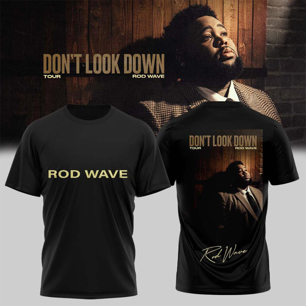 Rod Wave Merch Don't Look Down Tour 2026 Music Concert Signature T-Shirt Black Fan Gifts