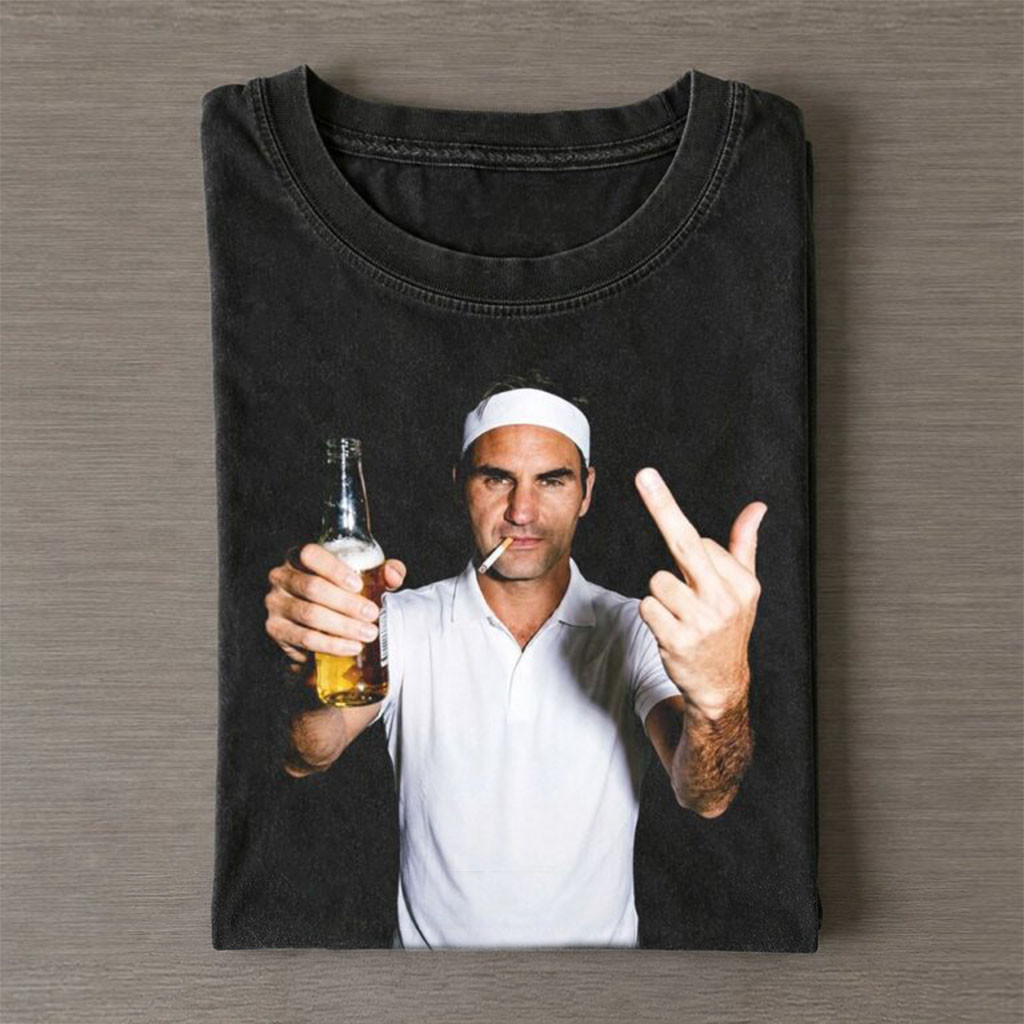 Roger Federer Legend 2026 Vintage Drunk Smoke Wash T-Shirt Roger Federer Merch Tennis Fan Gear