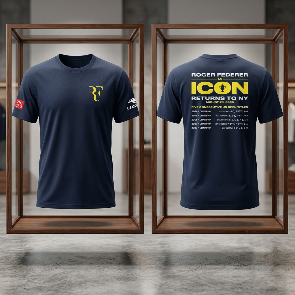 Roger Federer RF Icon Returns To NY 2026 Us Open Graphic T-Shirt Gifts For Friends