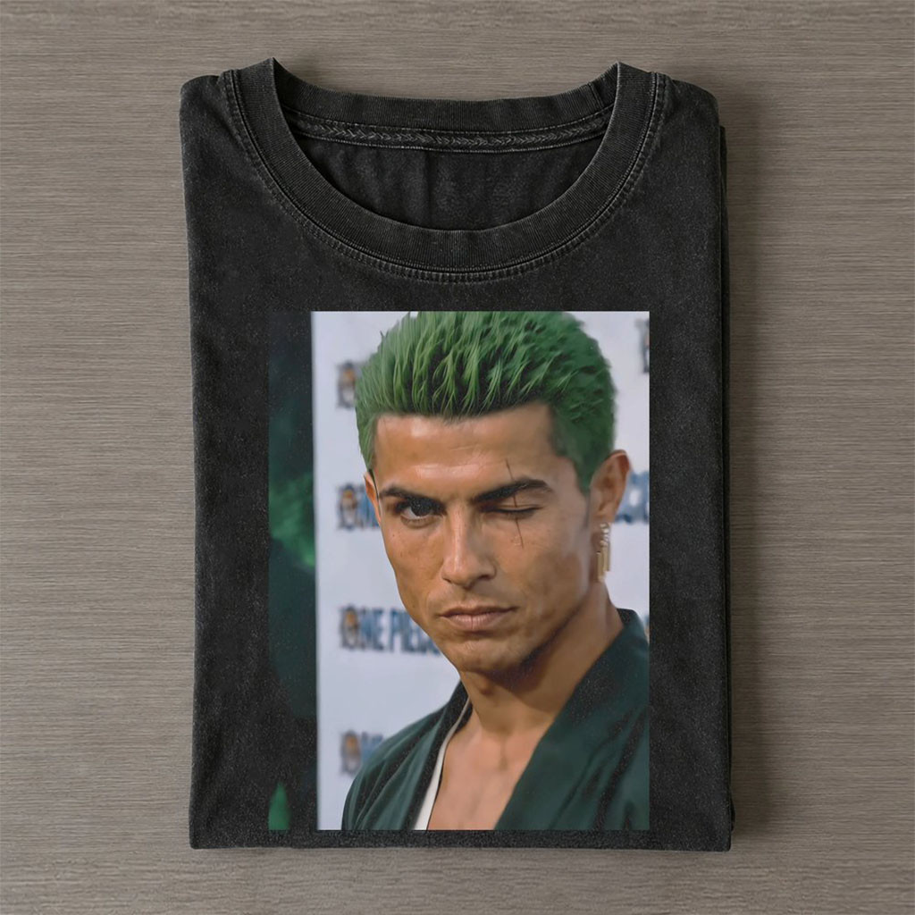 Ronaldo Roronoa Zoro One Piece Graphic Wash T-Shirt Portugal Football Merch Ronaldo Fan Gifts Ronaldo Roronoa Zoro One Piece Graphic Wash T-Shirt Portugal Football Merch Ronaldo Fan Gifts