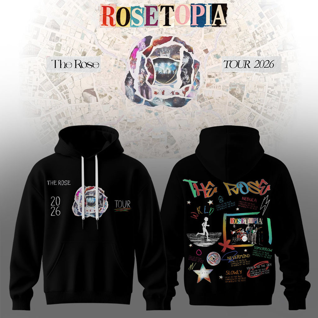 Rosetopia The Rose Tour 2026 Live Session Hoodie Black The Rose Merch Rock Lovers Gifts