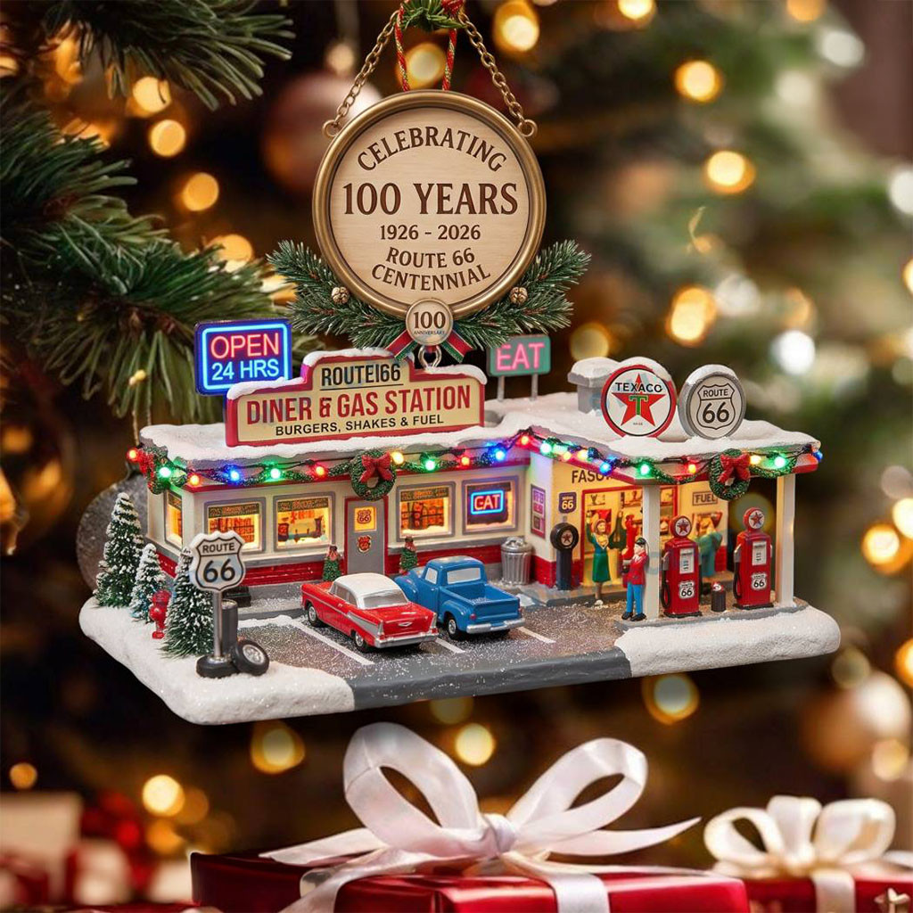 Route 66 Diner And Gas Station 100th Anniversary Ornament Christmas Tree Decor Gifts For Fan Route 66 Diner And Gas Station 100th Anniversary Ornament Christmas Tree Decor Gifts For Fan