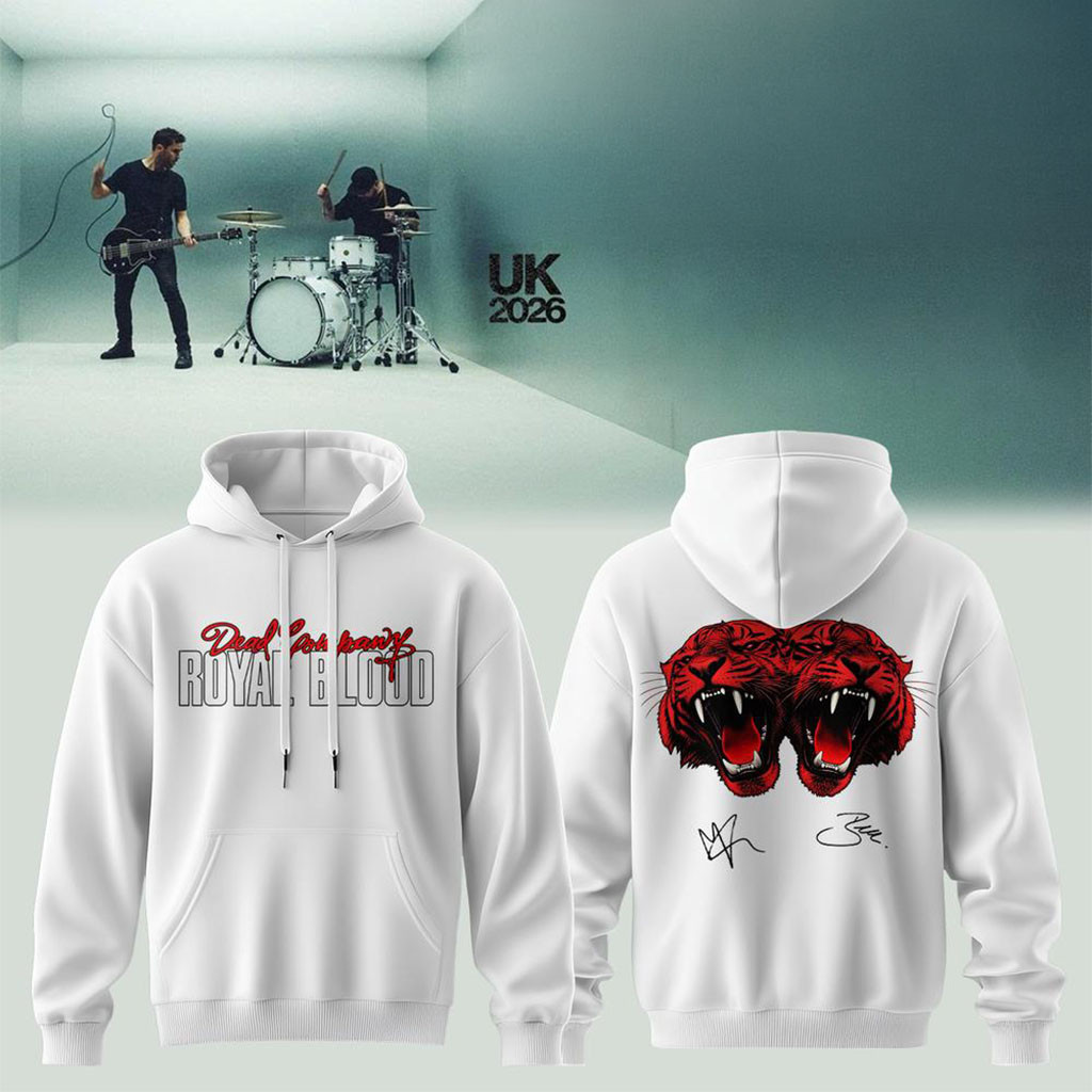 Royal Blood Merch UK Tour 2026 Unpeople Special Guest Signature Tiger Hoodie White Royal Blood Merch UK Tour 2026 Unpeople Special Guest Signature Tiger Hoodie White