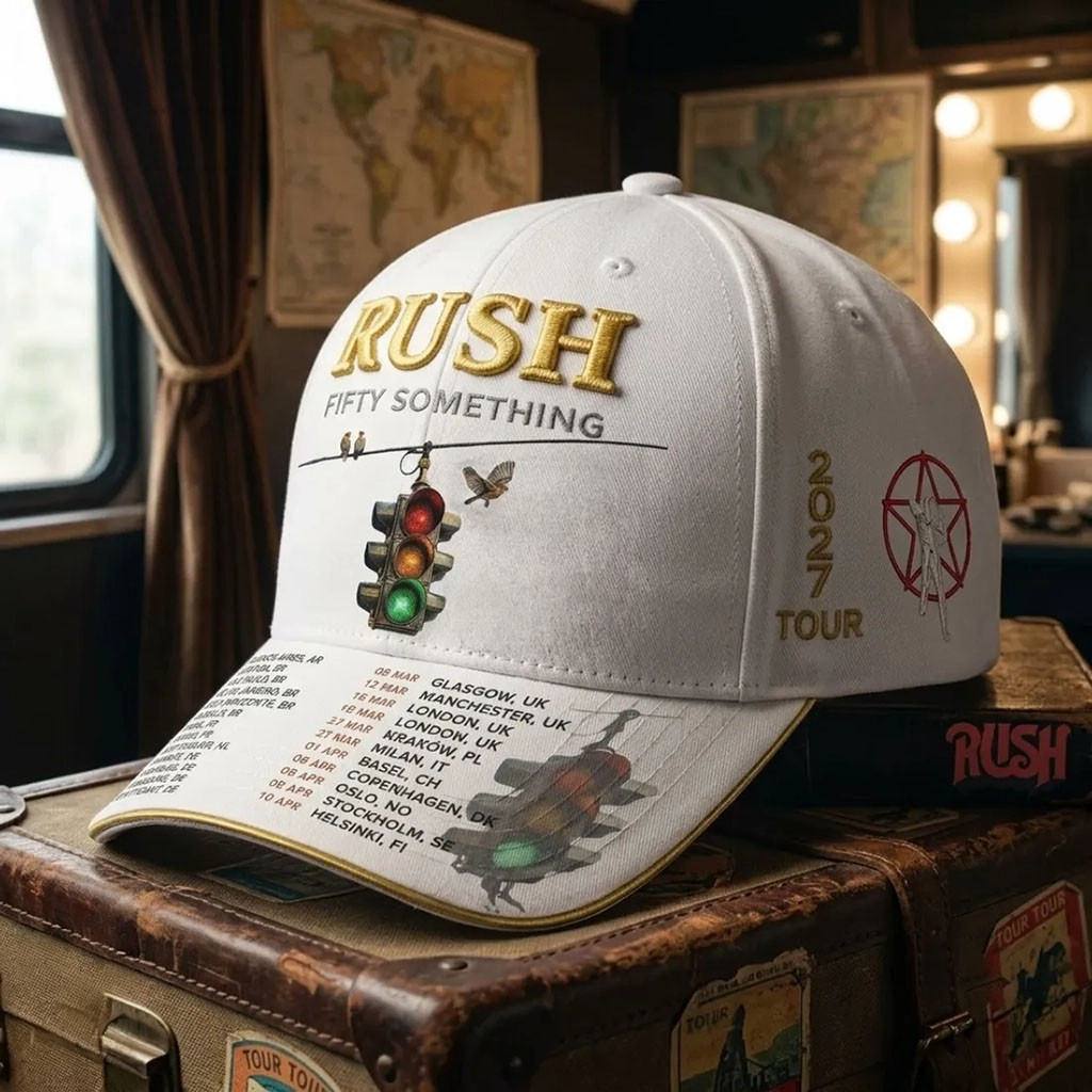 Rush Fifty Something 2027 Tour White Baseball Cap Rush Merch Gifts For Rock Band Fans