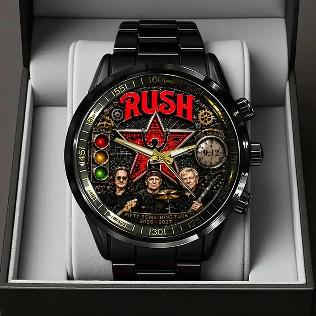 RUSH Fifty Something Tour Black Stainless Steel Watch RUSH Band Merch Gift For Music Lovers