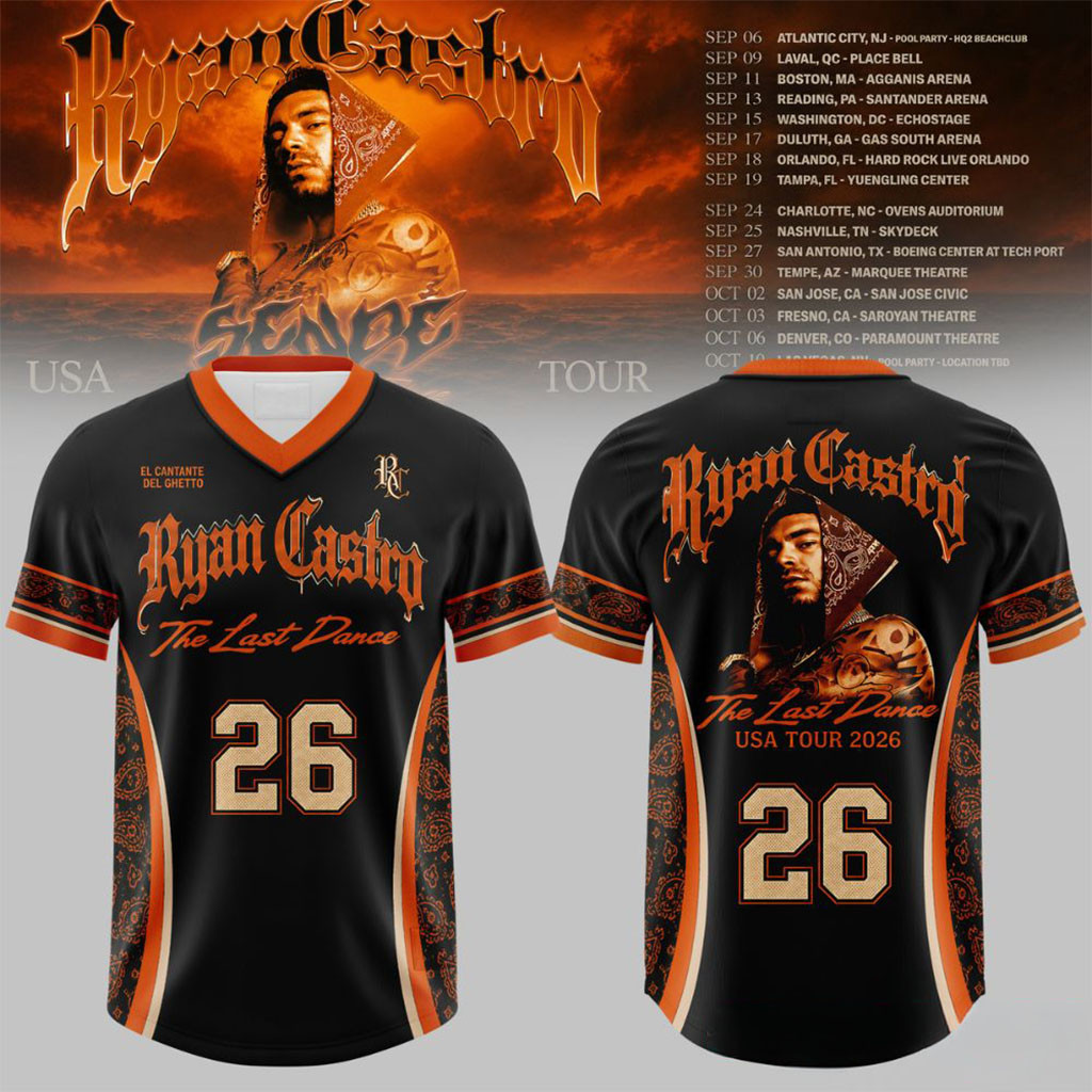 Ryan Castro Sende The Last Dance USA Tour 2026 V-Neck Jersey Ryan Castro Merch Rapper Fan Gifts Ryan Castro Sende The Last Dance USA Tour 2026 V-Neck Jersey Ryan Castro Merch Rapper Fan Gifts