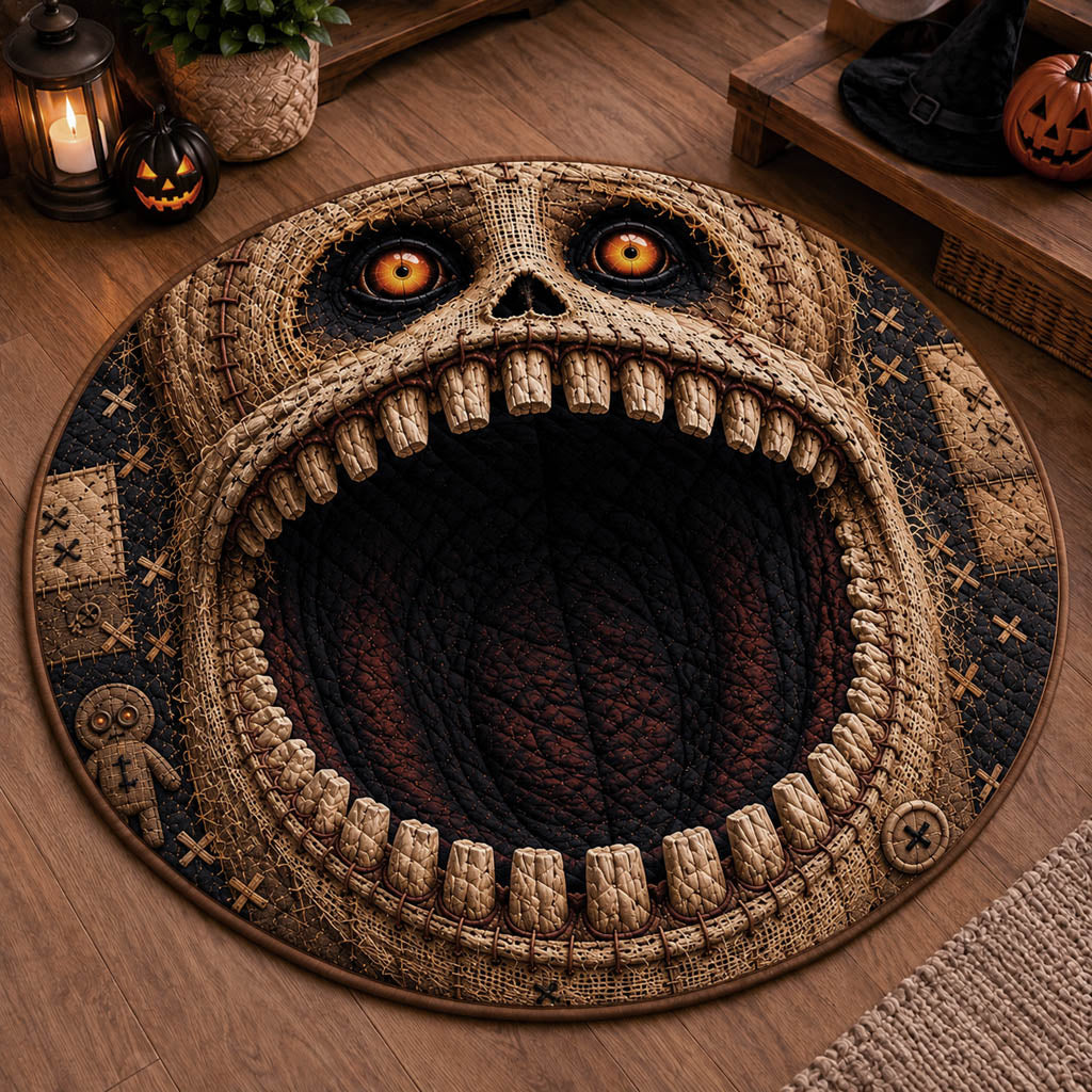 Sackcloth Beast Quilted Round Mat Round Rug Mat Halloween Themed Gifts