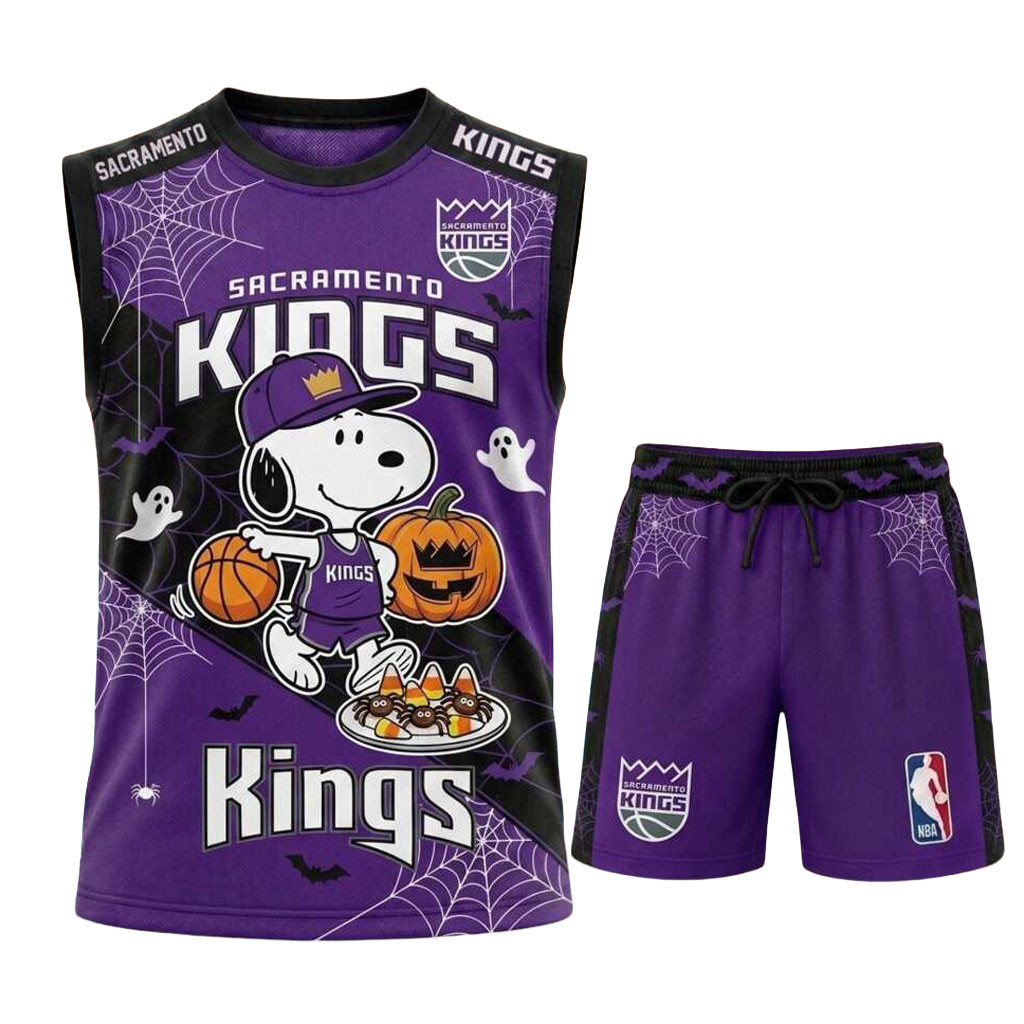 Sacramento Kings Snoopy Halloween Basketball Muscle Tank And Shorts Sacramento Kings Merch Gift