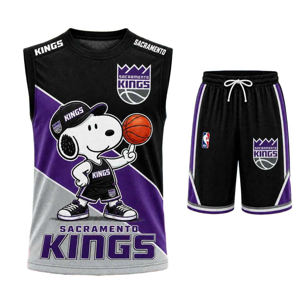 Sacramento Kings Snoopy Mascot Tank Top And Shorts Set Sacramento Kings Merch Fan Gifts Ideas