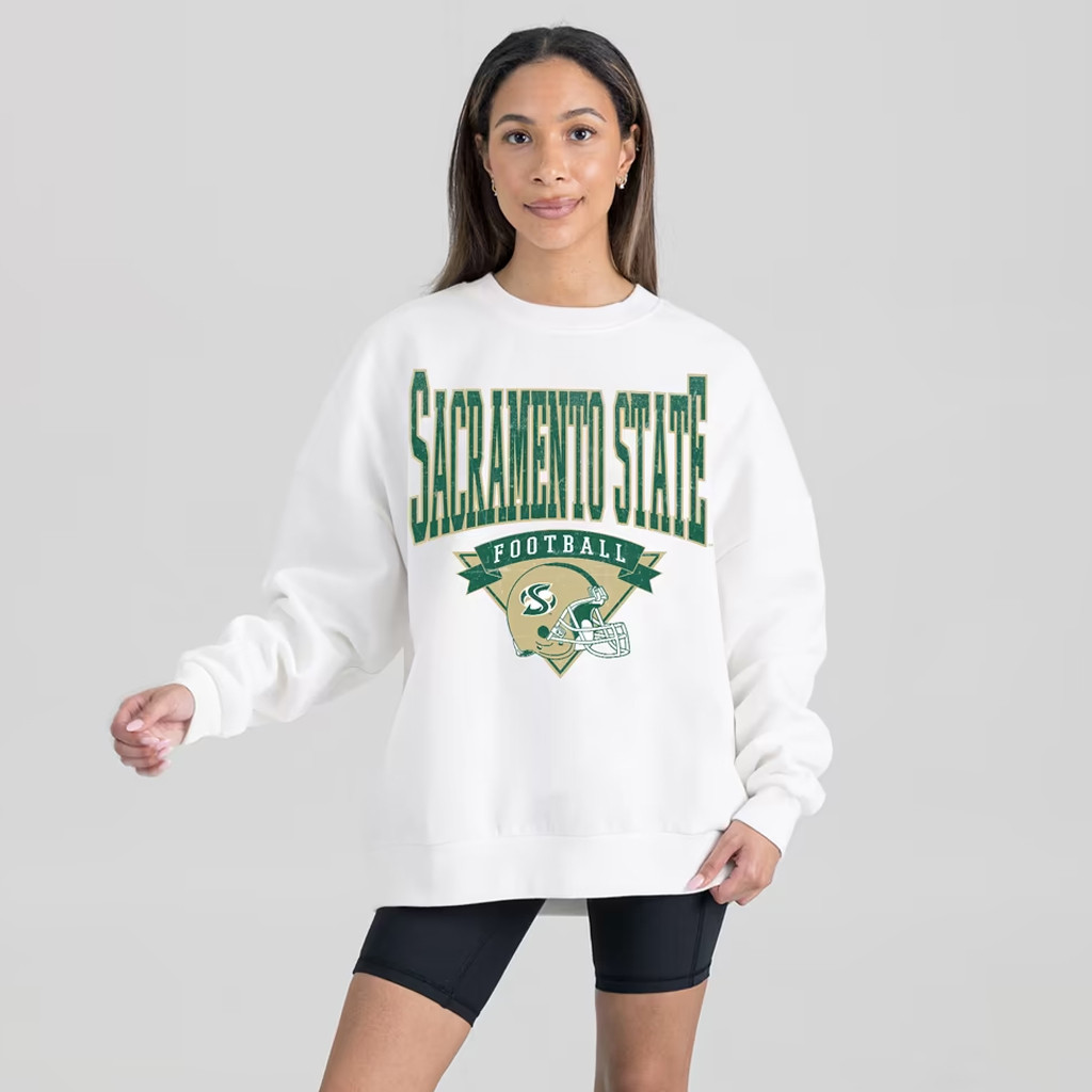 Sacramento State Hornets Merch 2026 SS Football Gameday Couture Good Vibes Sweatshirt White
