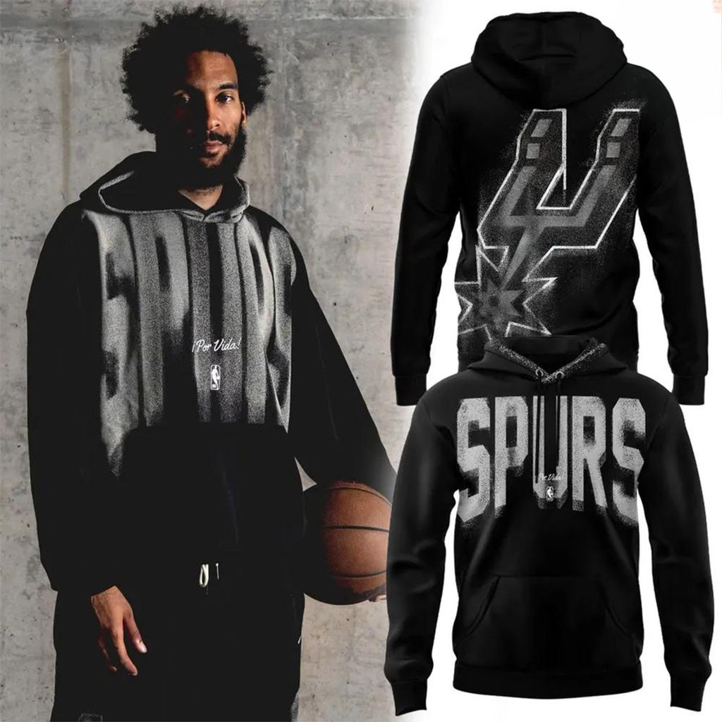 San Antonio Spurs Basketball Large Graphic Black Hoodie SA Spurs Merch Gift For Fans