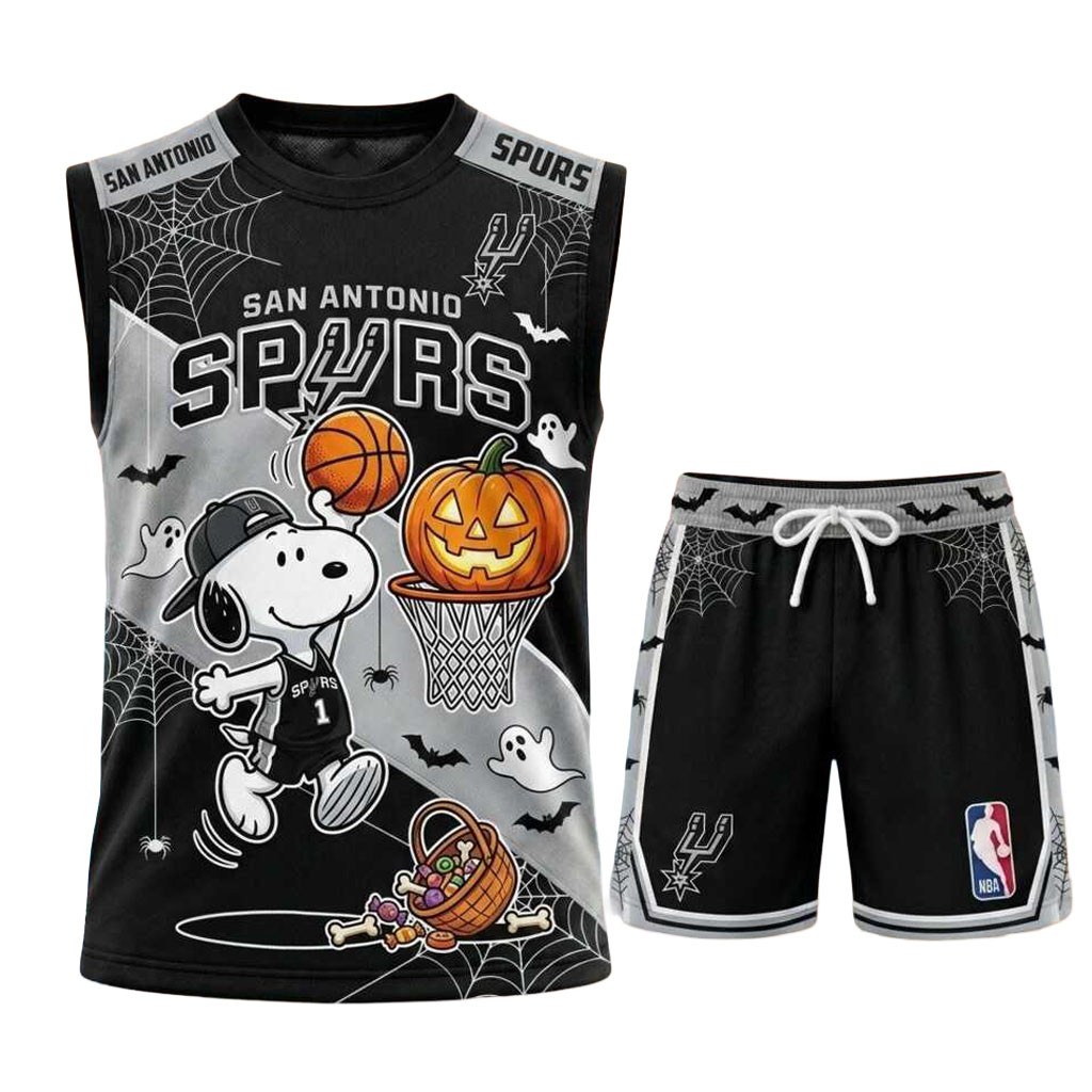 San Antonio Spurs Snoopy Halloween Basketball Muscle Tank And Shorts SA Spurs Merchandise
