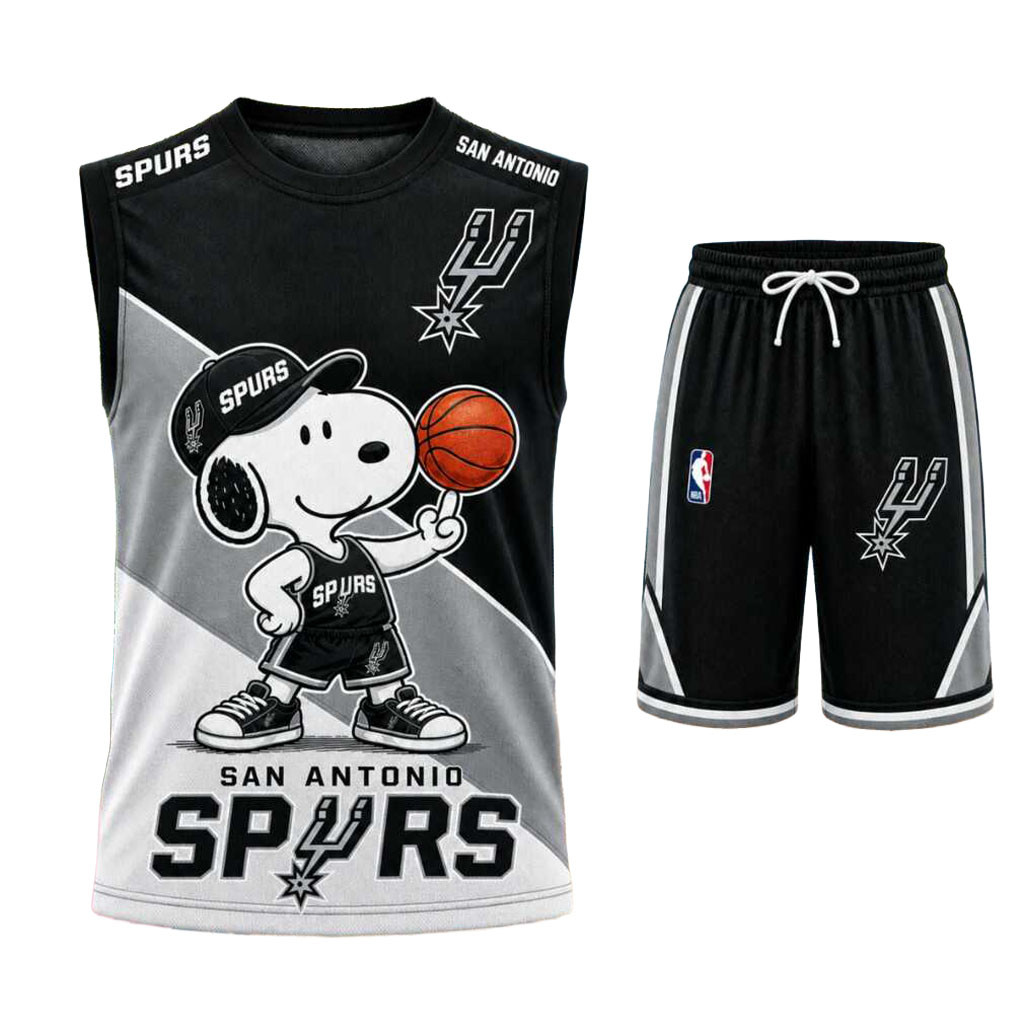 San Antonio Spurs Snoopy Mascot Tank Top And Shorts Set Spurs Merch Gift For Basketball Fans