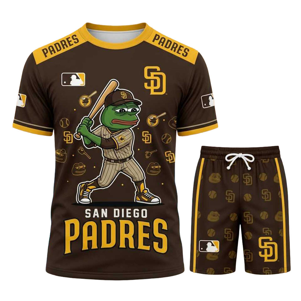 San Diego Padres Frog Baseball Mascot Shirt And Shorts Set San Diego Padres Merch Gift For Fans