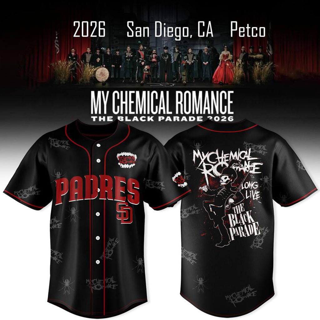 San Diego Padres x My Chemical Romance The Black Parade Tour Jersey Padres Merch Fans Gifts