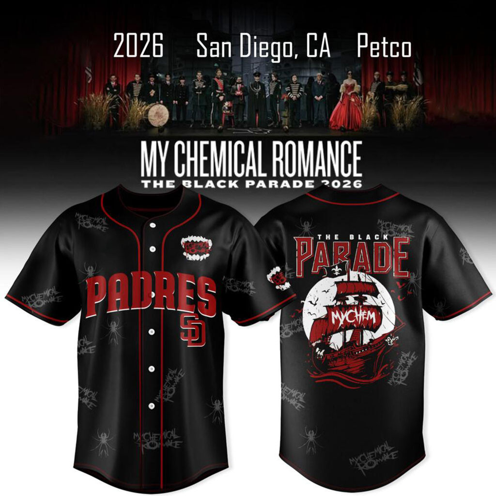 San Diego Padres x My Chemical Romance The Black Parade Tour Jersey SD Padres Merch Fans Gifts San Diego Padres x My Chemical Romance The Black Parade Tour Jersey SD Padres Merch Fans Gifts