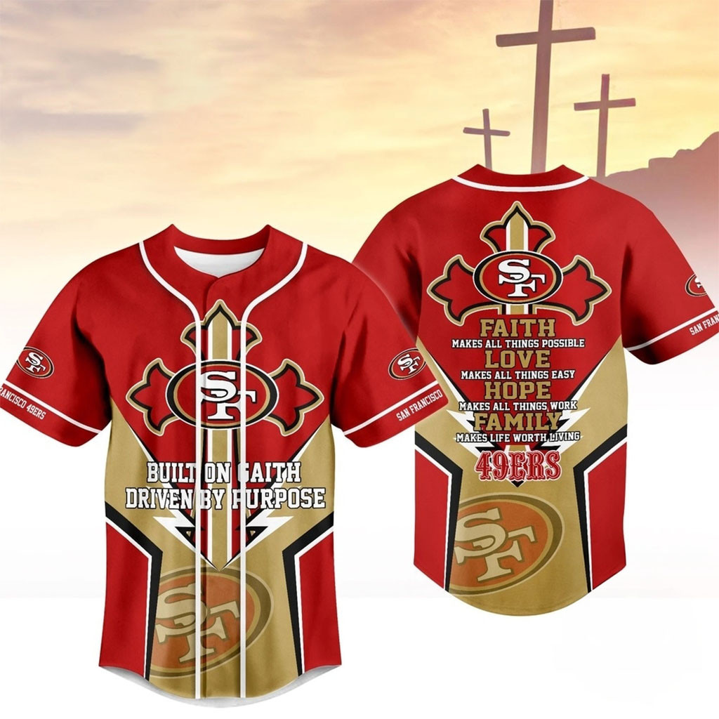 San Francisco 49ers Blessed Beyond The Score Baseball Jersey SF 49ers Merch Gift For Brothers