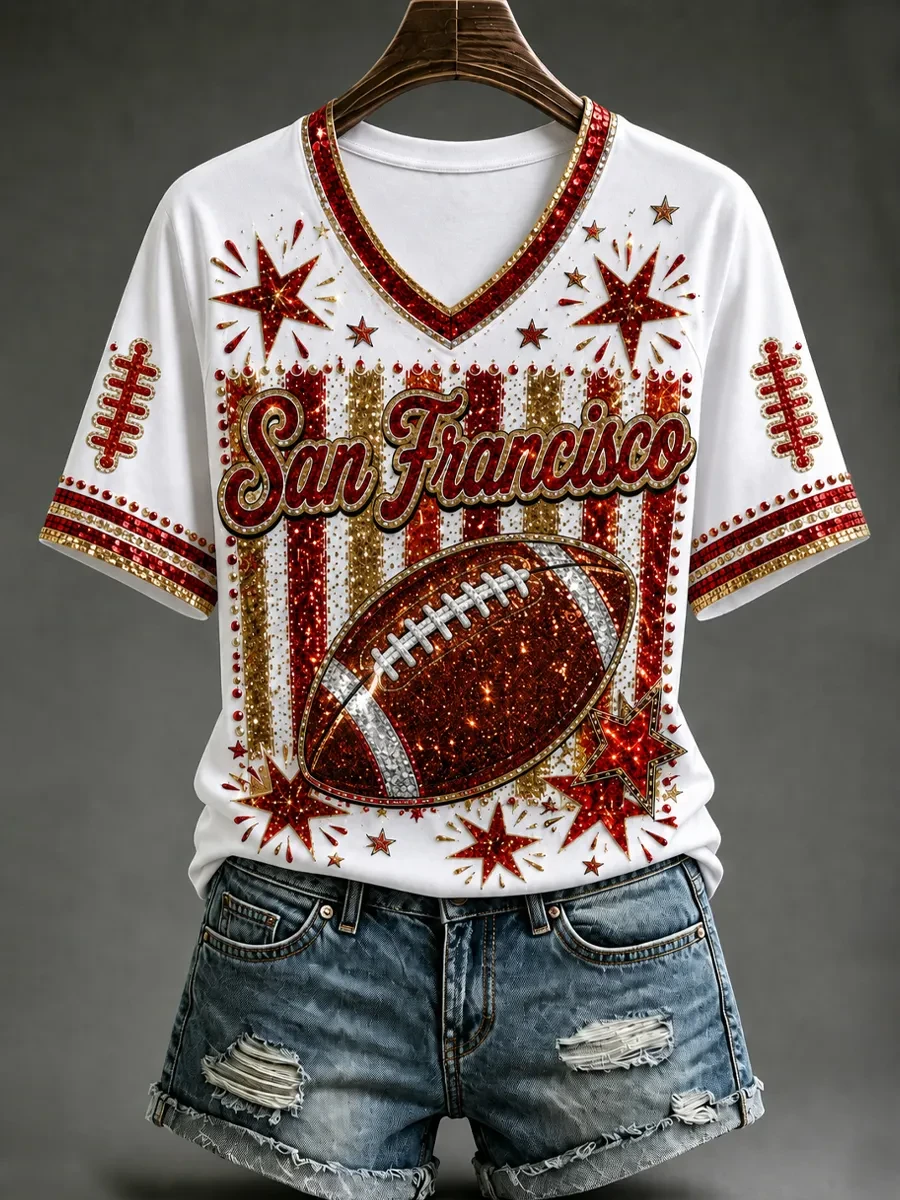 San Francisco 49ers Football Game Day V-Neck Shirt SF 49ers Merch Gifts For Football Fan