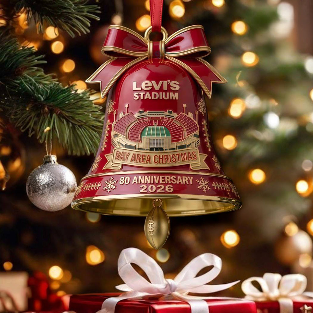 San Francisco 49ers Levi's Stadium 80th Anniversary Bell Christmas Ornament SF 49ers Merch San Francisco 49ers Levi's Stadium 80th Anniversary Bell Christmas Ornament SF 49ers Merch