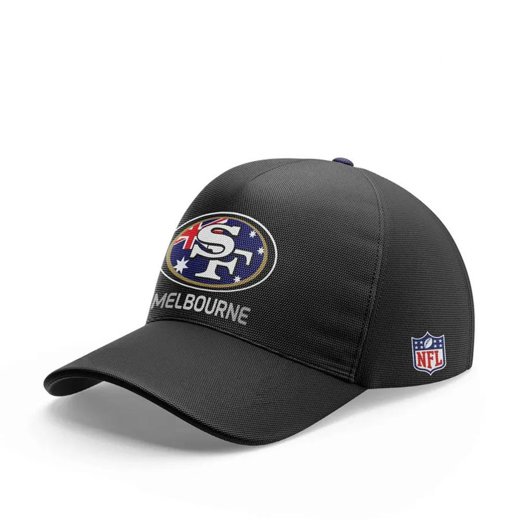San Francisco 49ers Melbourne Game International Series 2026 Hat Black 49ers Merch Gift For Dad San Francisco 49ers Melbourne Game International Series 2026 Hat Black 49ers Merch Gift For Dad