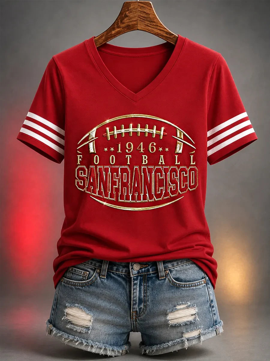 San Francisco 49ers Merch Est 1946 San Francisco Football V-Neck T-Shirt Gifts For Game Day San Francisco 49ers Merch Est 1946 San Francisco Football V-Neck T-Shirt Gifts For Game Day